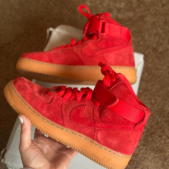 nike air force 1 high red suede
